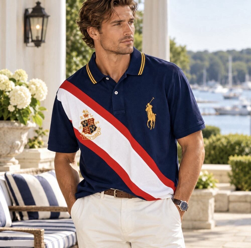 Polo Ralph Lauren Big Pony Crest Sash Polo Shirt Navy Red White 2XB Big Tall